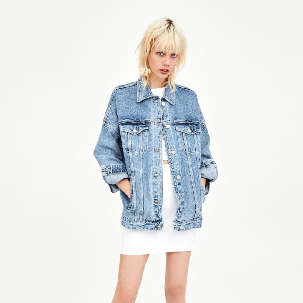 Zara white denim mini skirt